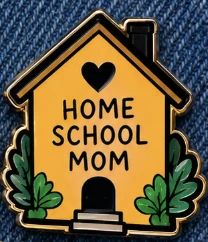 Homeschool Mom house-shaped pin graphic