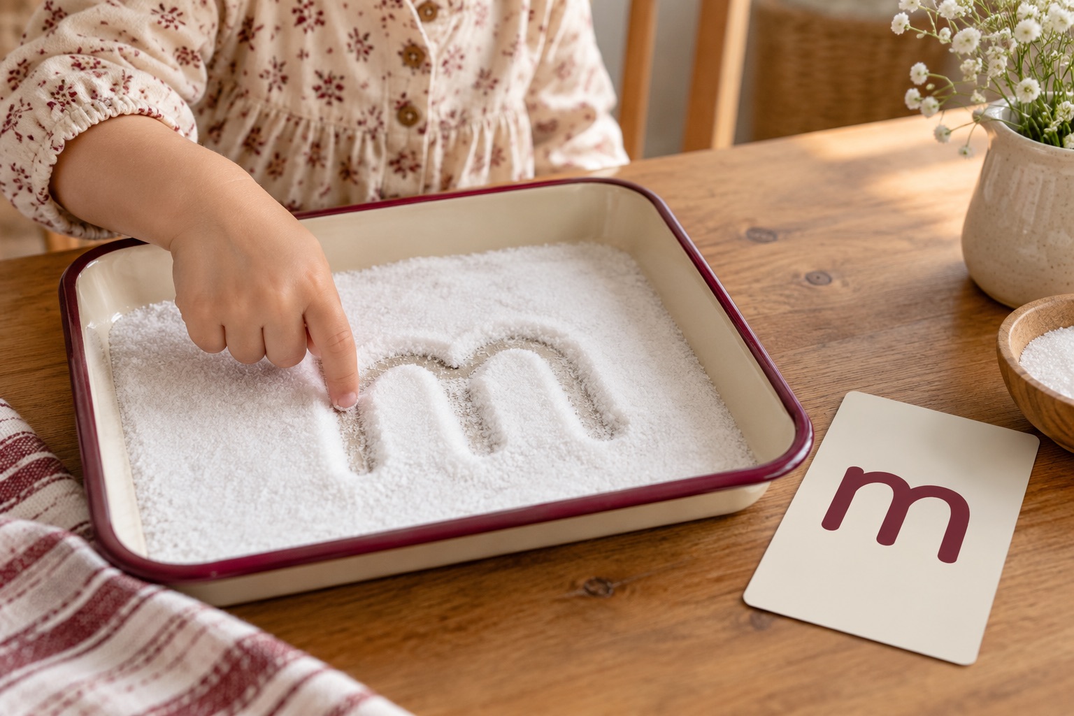 Illustrative salt tray letter activity