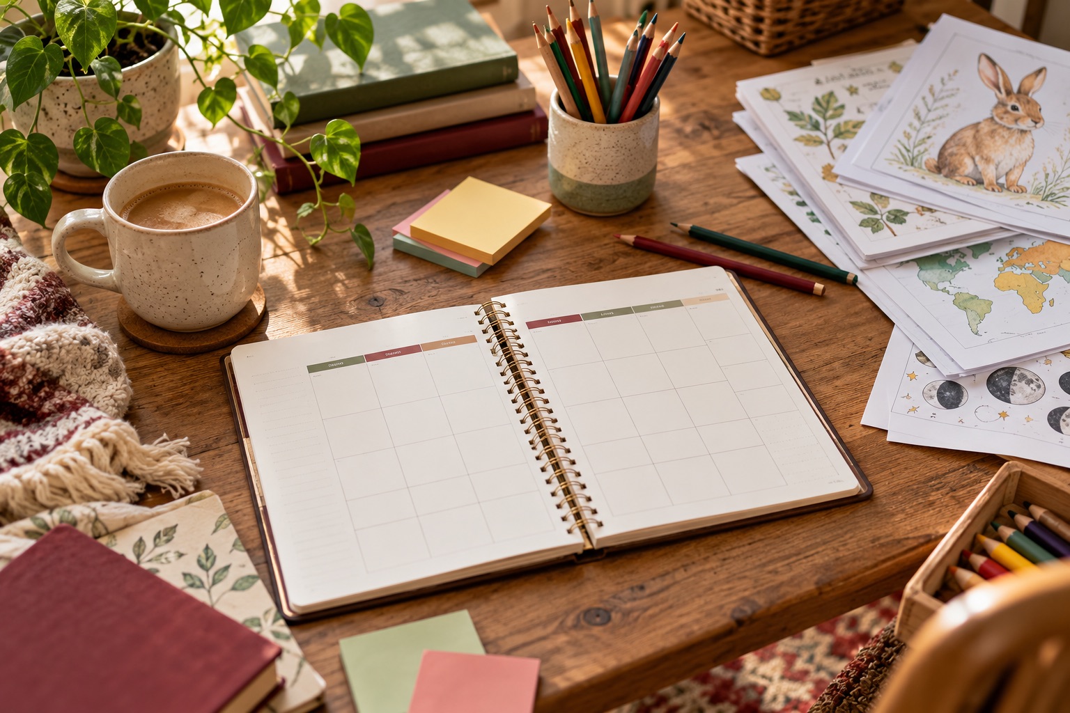 Illustrative weekly planning table